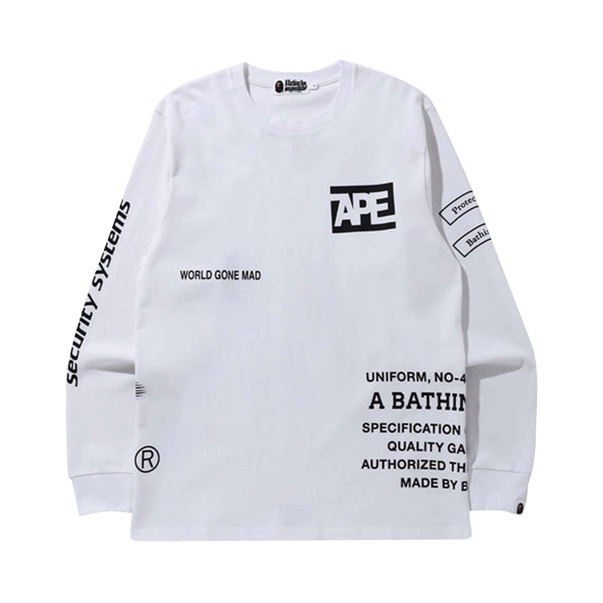 BAPE Security Multi Print Long-Sleeve Tee 'White'