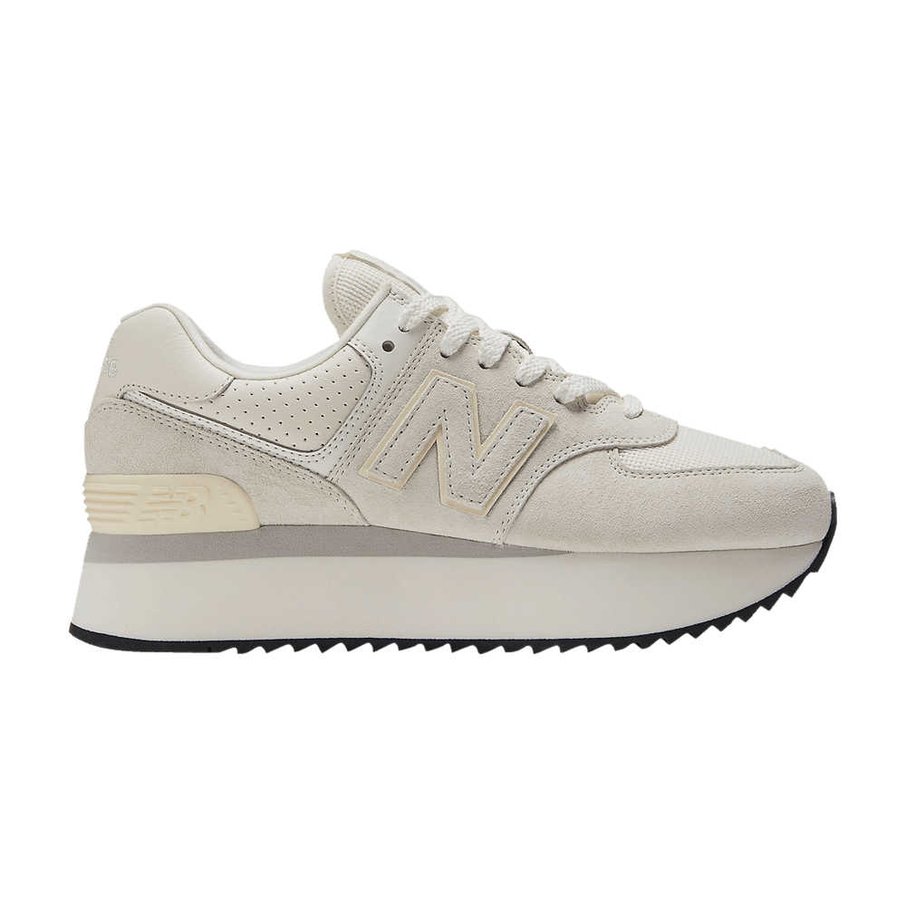 Pre-owned New Balance Wmns 574+ 'white Grey' In Cream