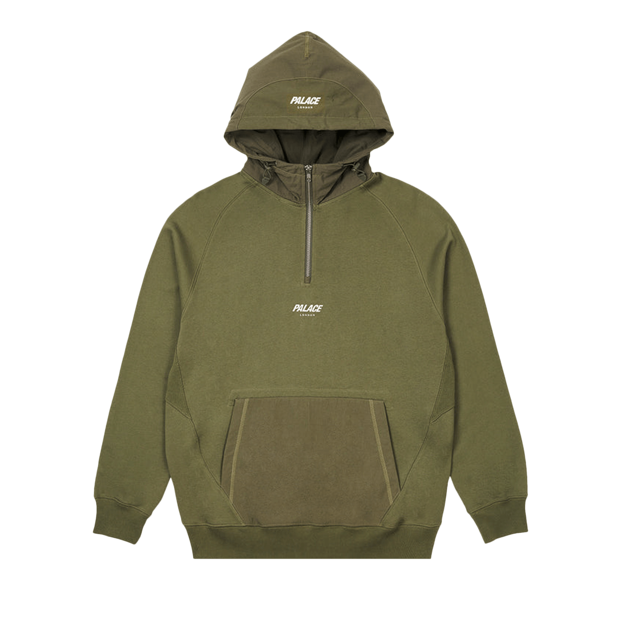 Palace 1/4 Zip Cotton Panel 'Olive'