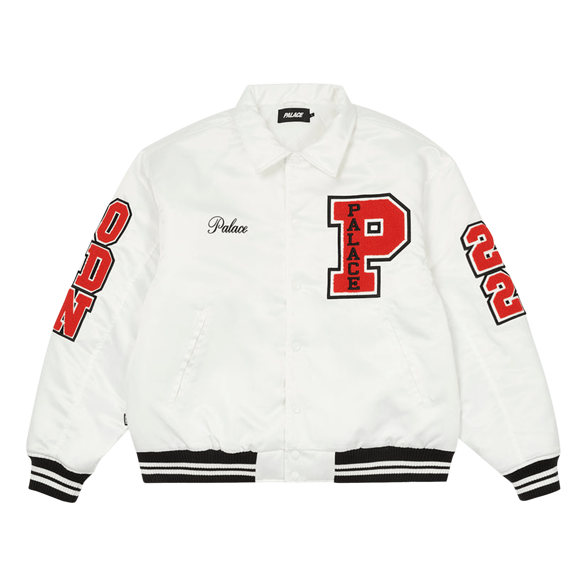 Palace Satin Varsity Jacket 'White'