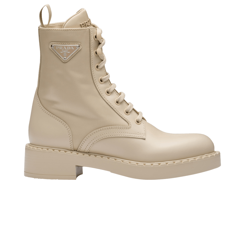 Prada Wmns Brushed Leather and Re-Nylon Ankle Boot 'Desert Beige'
