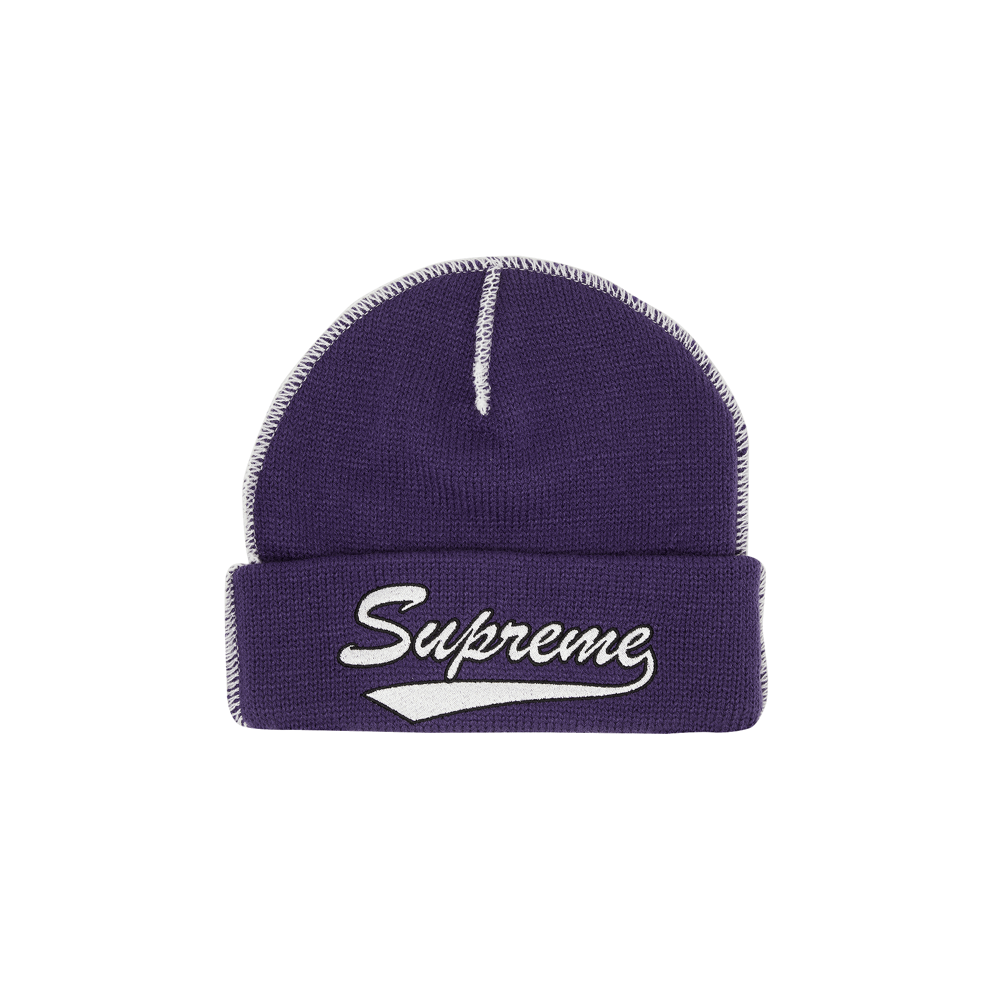 Supreme Contrast Stitch Beanie 'Purple'