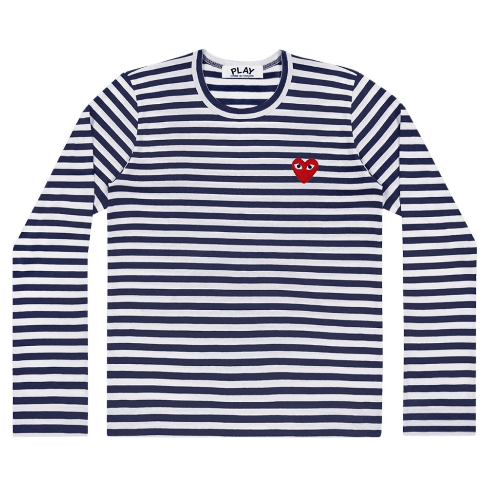 Comme des Garçons PLAY Heart Logo Long-Sleeve Stripe Shirt 'White Navy'