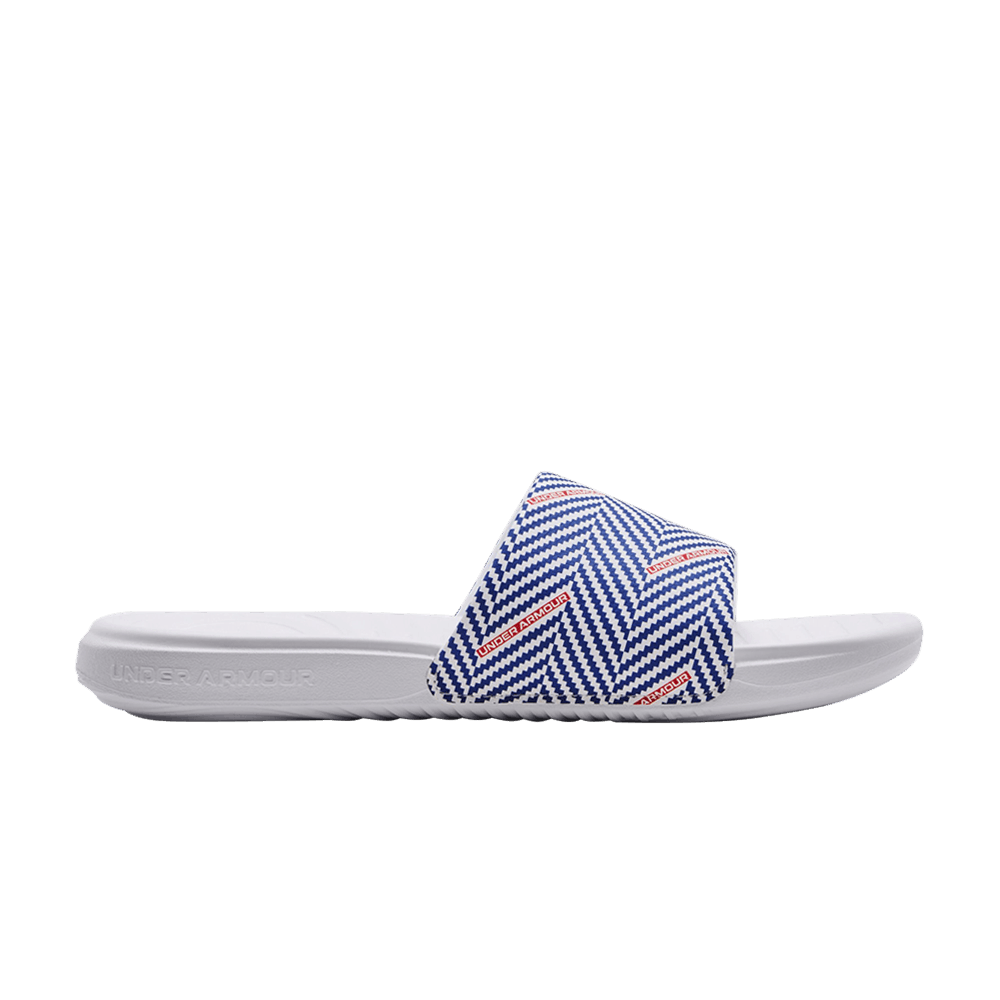 Pre-owned Under Armour Ansa Graphic Slide 'herringbone Pattern' In Blue