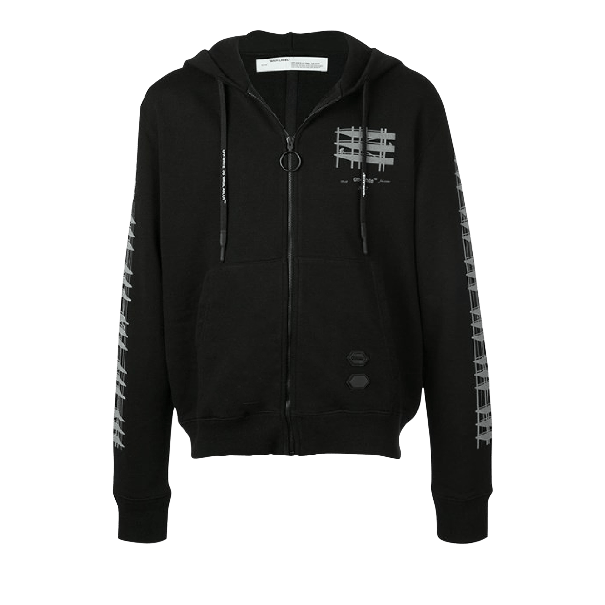 Off-White Diag Indus Slim Zipped Hoodie 'Black / Silver'