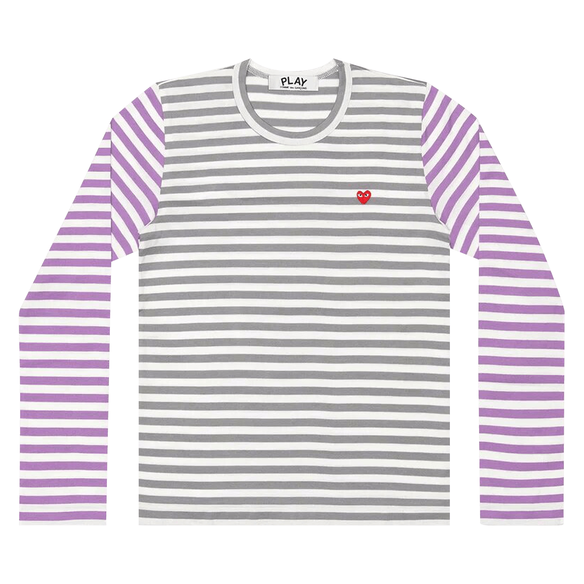 Comme des Garçons PLAY Bi-Color Striped Long-Sleeve Heart T-Shirt 'Grey/Purple'