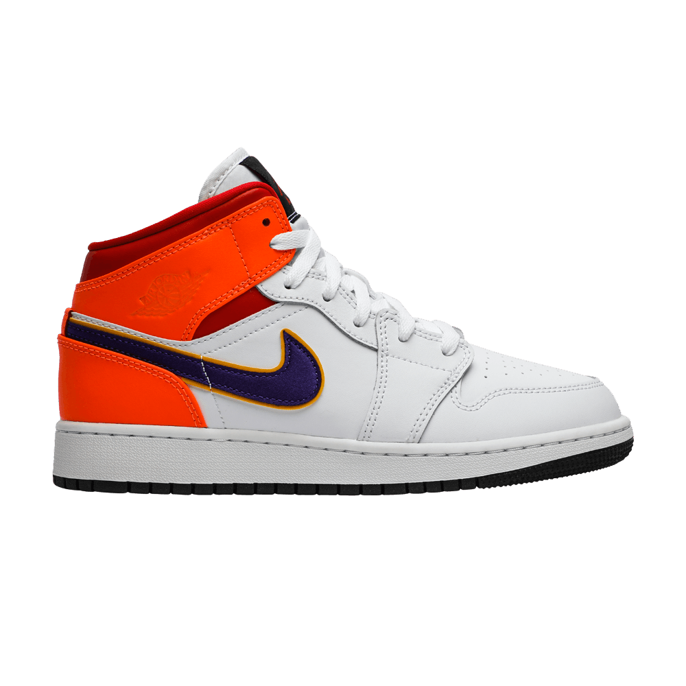 Pre-owned Air Jordan 1 Mid Gs 'white Court Purple Teal'