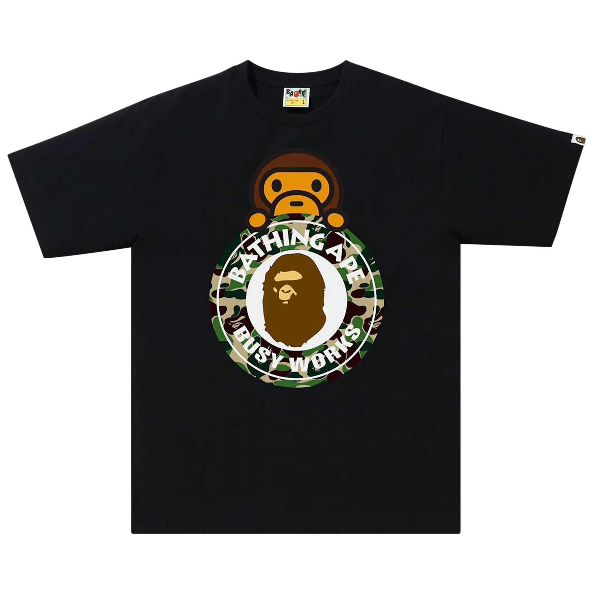 BAPE ABC Camo Milo On Busy Works Tee 'Black/Green'
