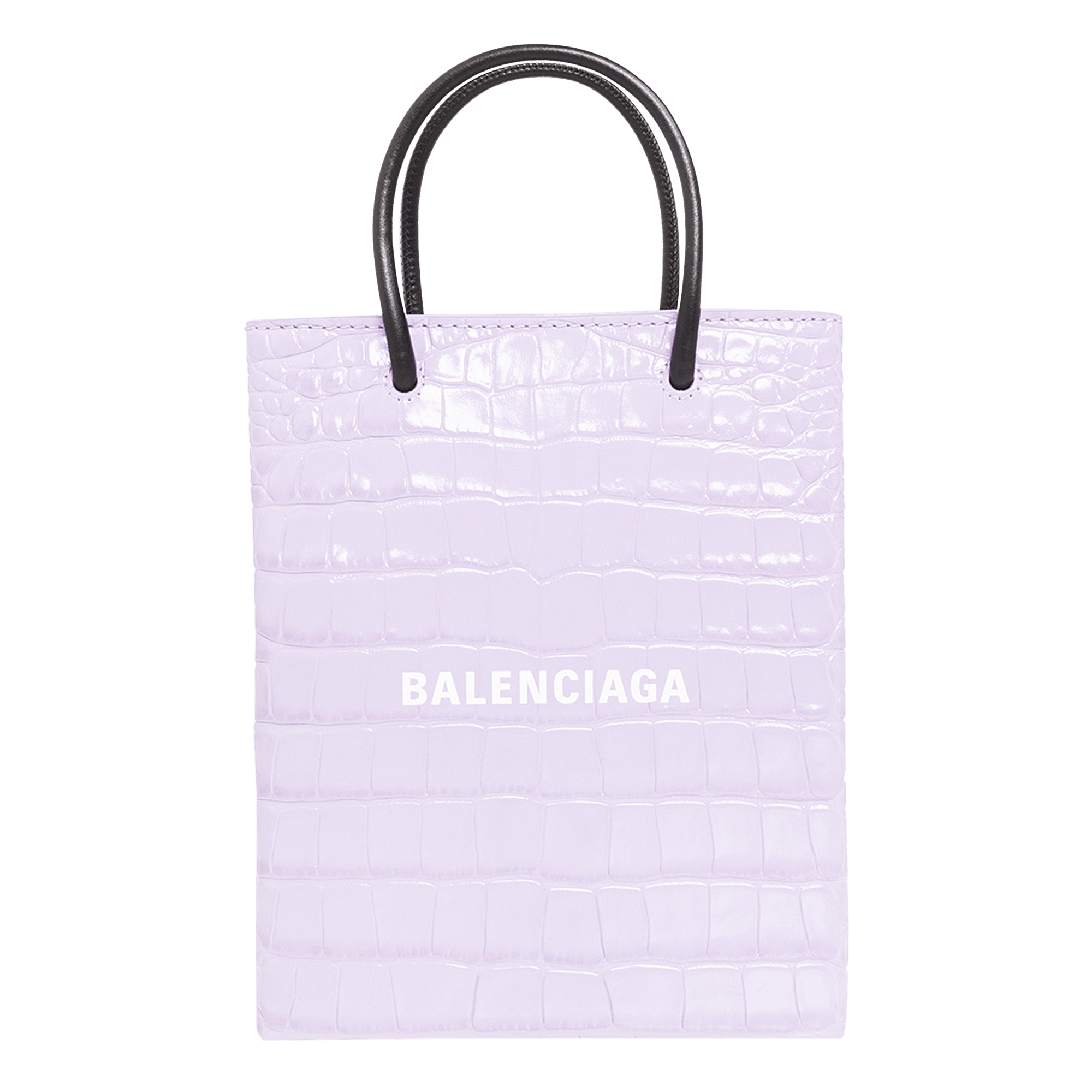 Pre-owned Balenciaga Shopping Phone Shoulder Bag 'lilac/white' In Purple