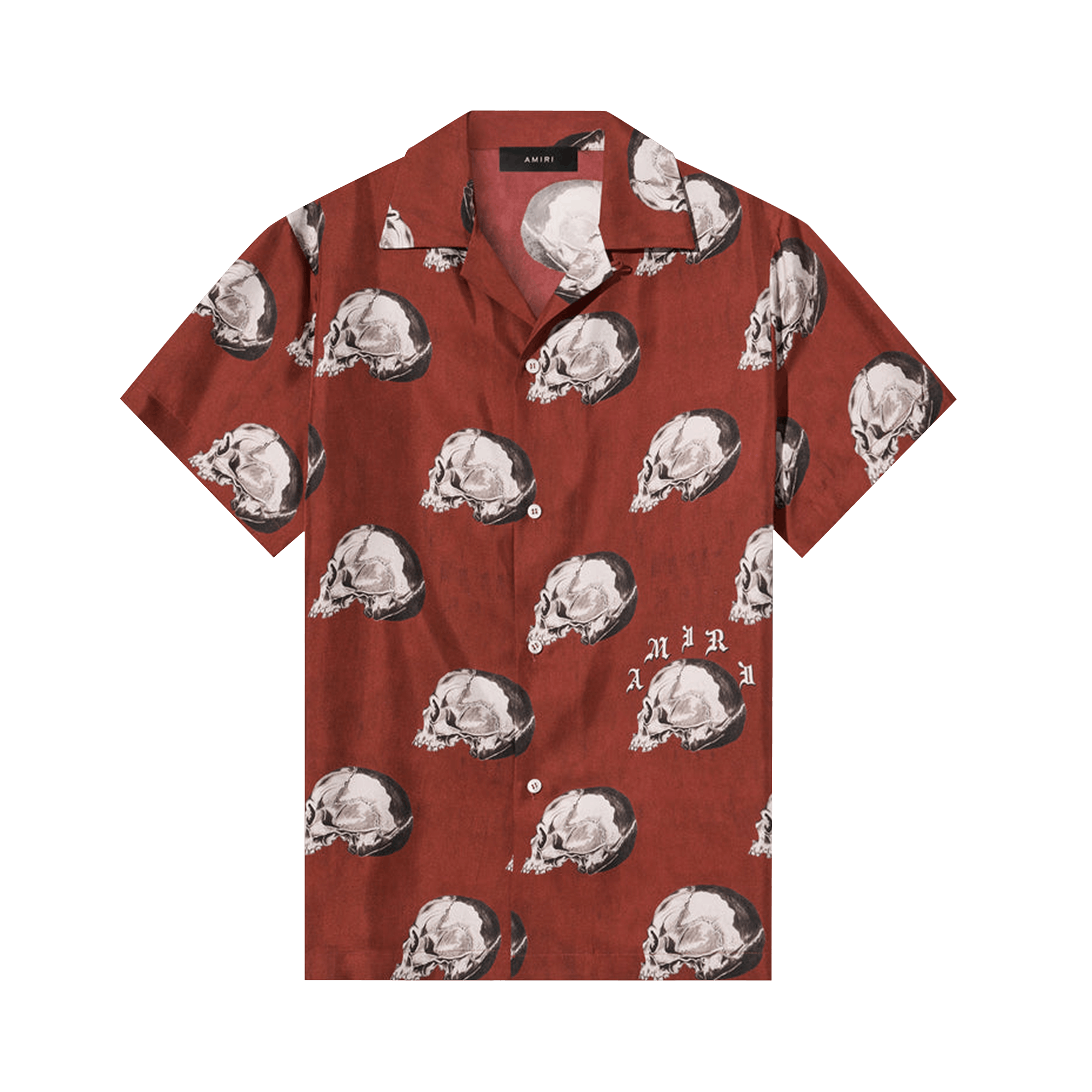 Pre-owned Amiri All Over Skull Bowling Shirt 'red'