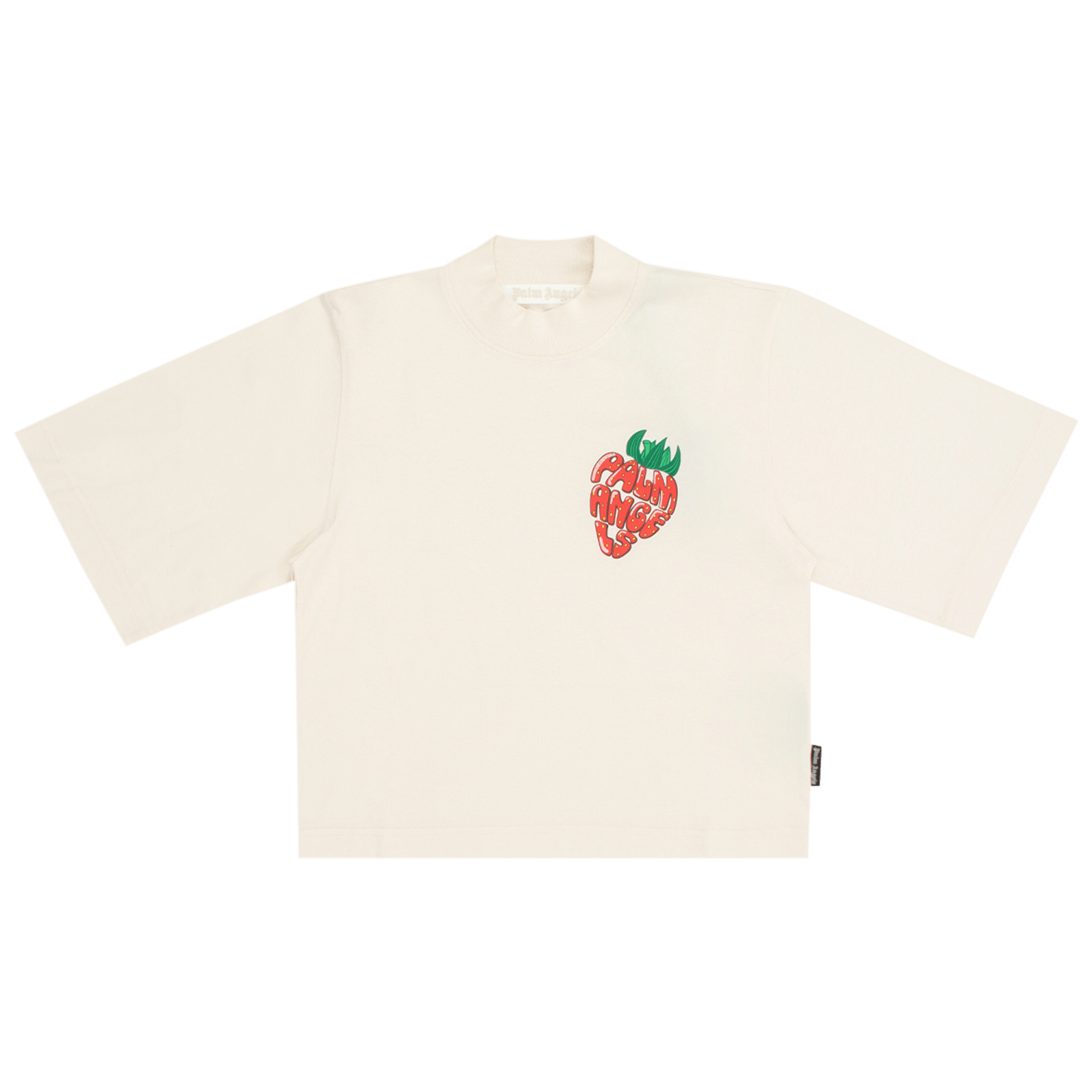 Pre-owned Palm Angels Mini Strawberry Cropped T-shirt 'butter/red' In White
