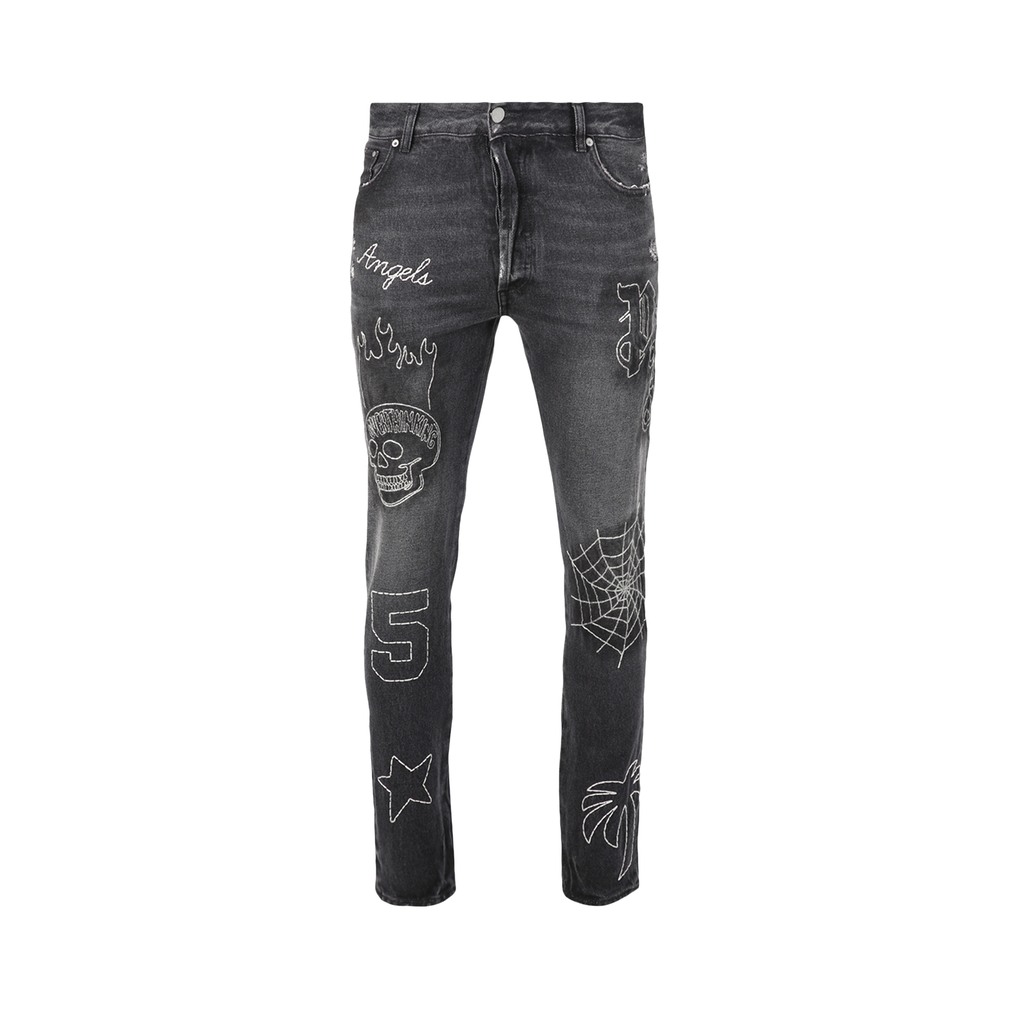 Palm Angels B Spider Classic 5 Pockets 'Black/Silver'