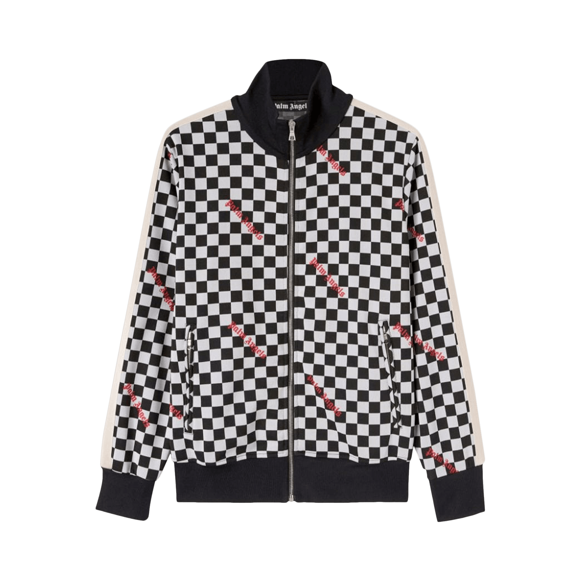 Pre-owned Palm Angels Jacquard Damier Classic Track Jacket 'black/red'