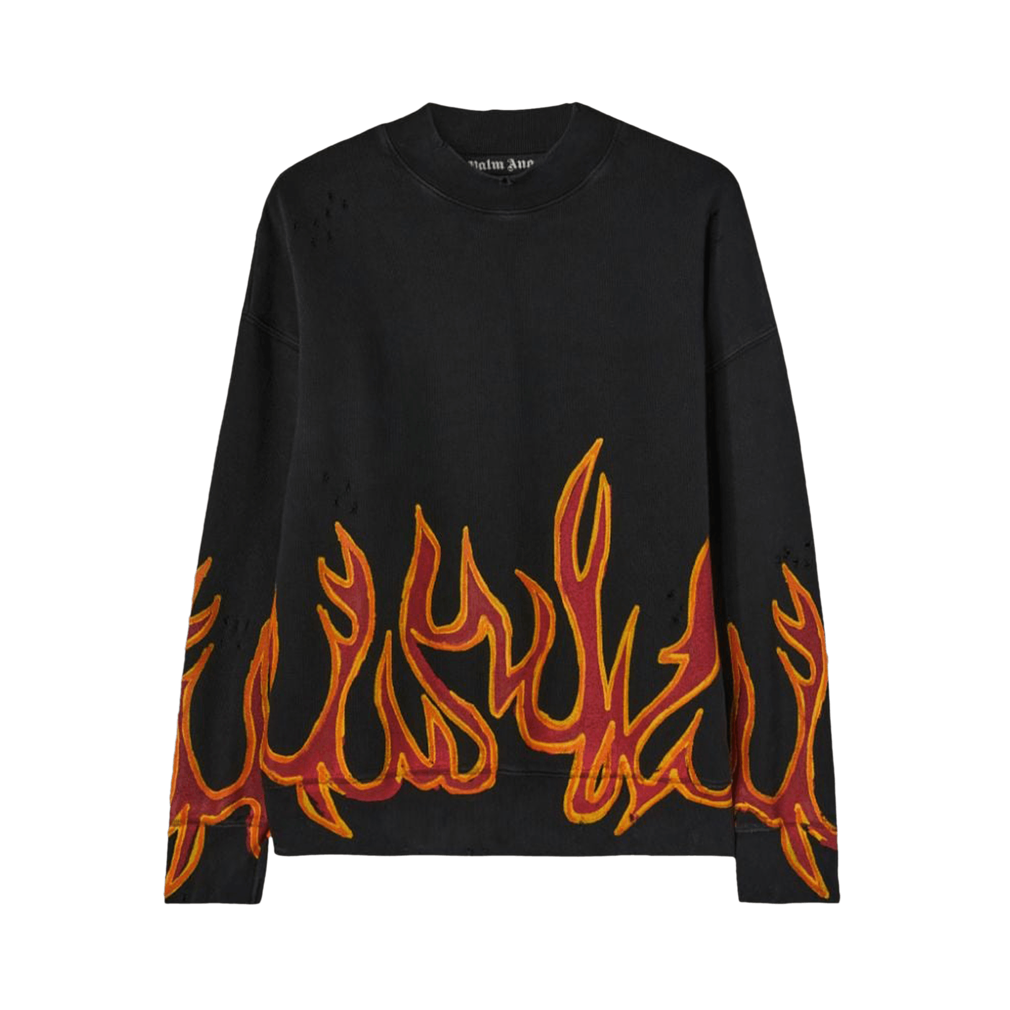 Pre-owned Palm Angels Gd Graffiti Flames Crewneck 'black/red'