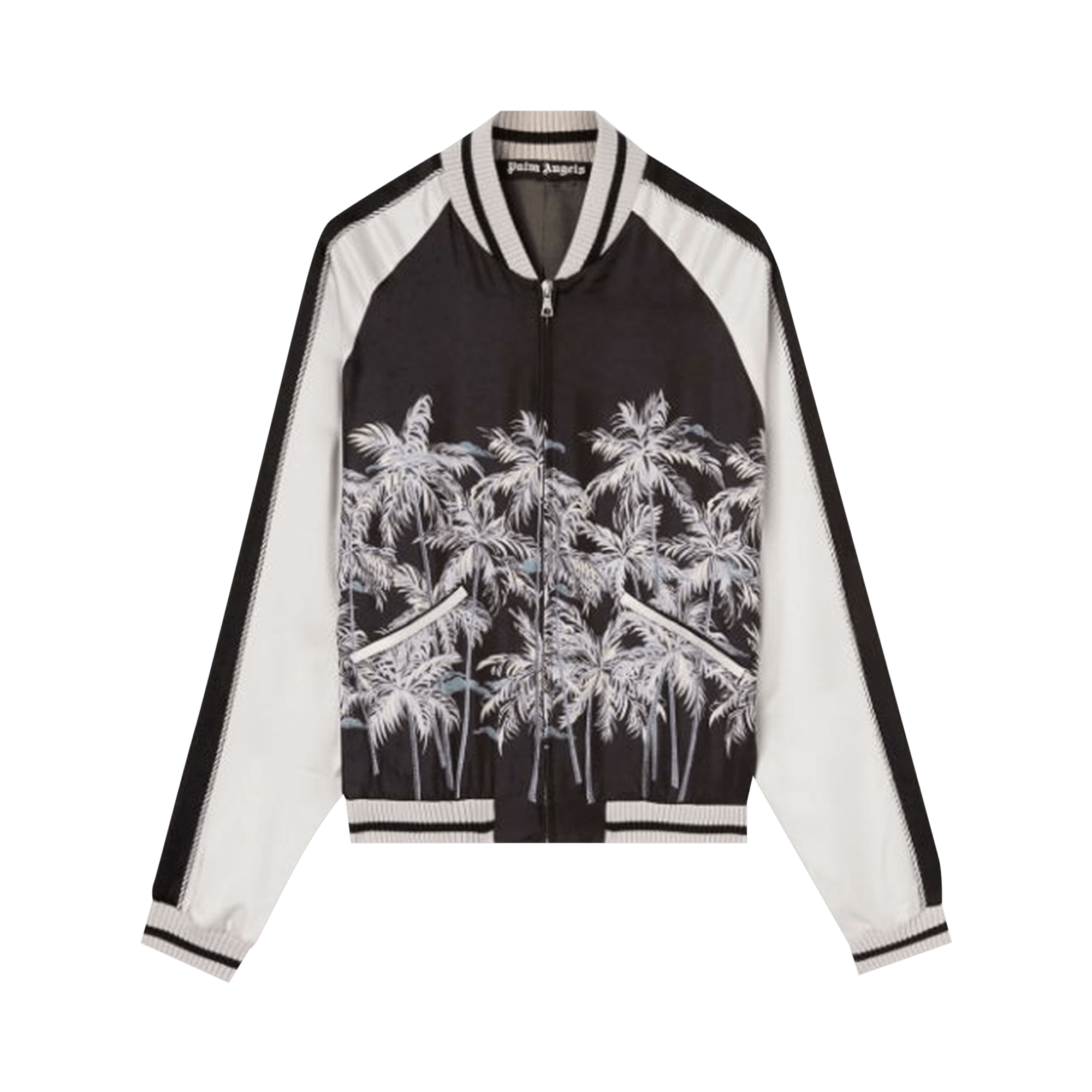 Pre-owned Palm Angels Allover Palms Souvenir Jacket 'black/white'