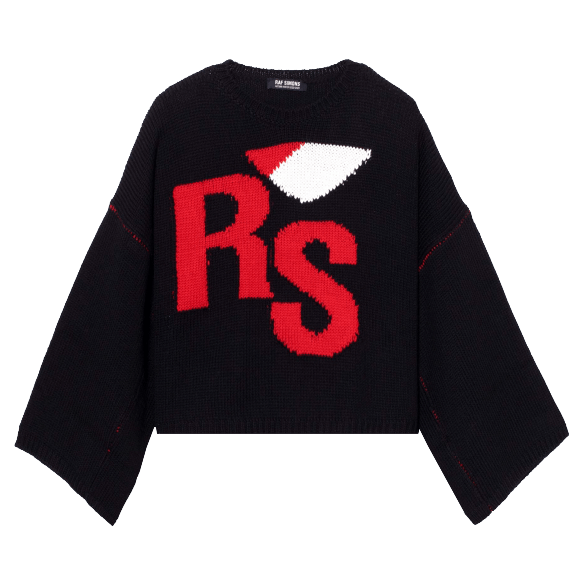 Pre-owned Raf Simons Loose Fit Cropped Wool Jacquard Sweater 'black'