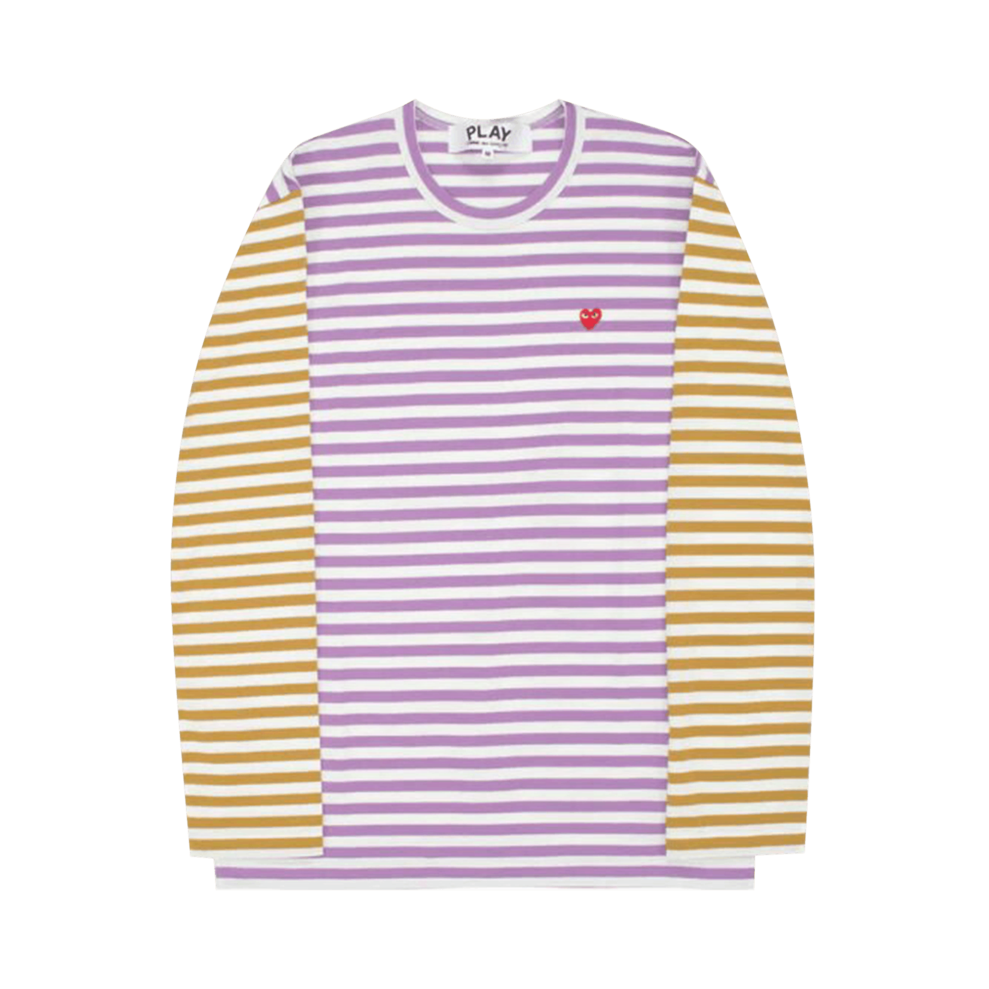 Comme des Garçons PLAY Bi-Color Striped Long-Sleeve Heart T-Shirt 'Purpleolive'