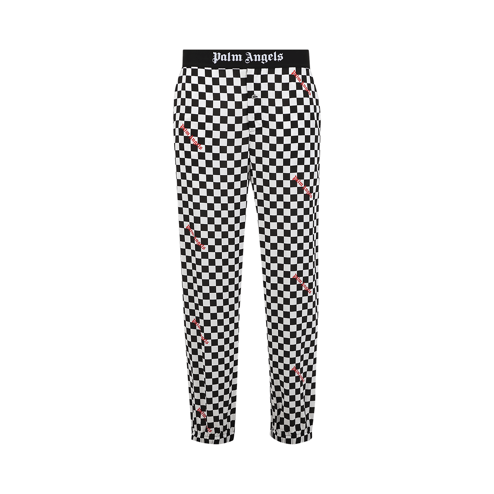 Palm Angels Damier Print Easy Pants 'Black/Red'
