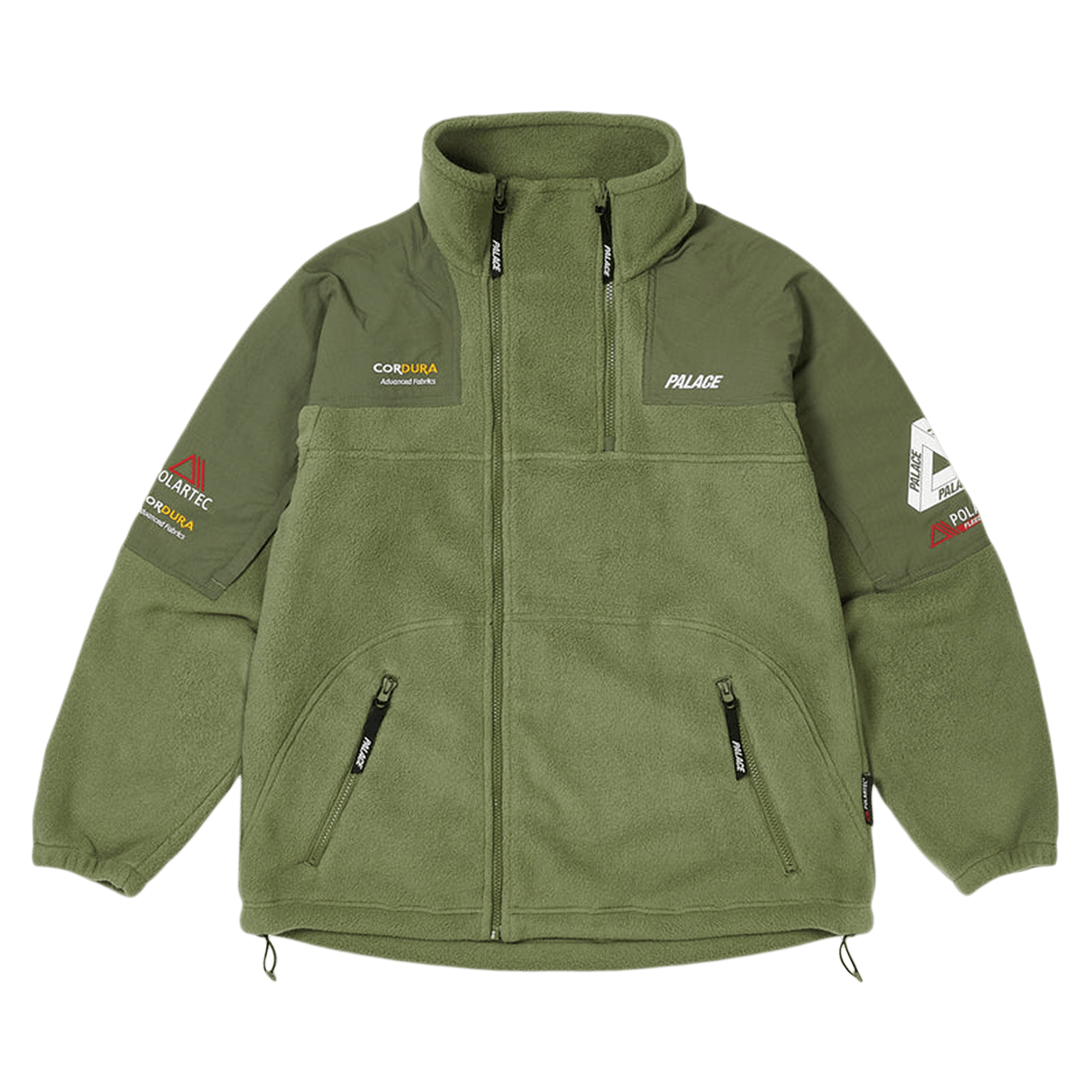 Pre-owned Palace Polartec Double Zip Funnel 'olive' In Green