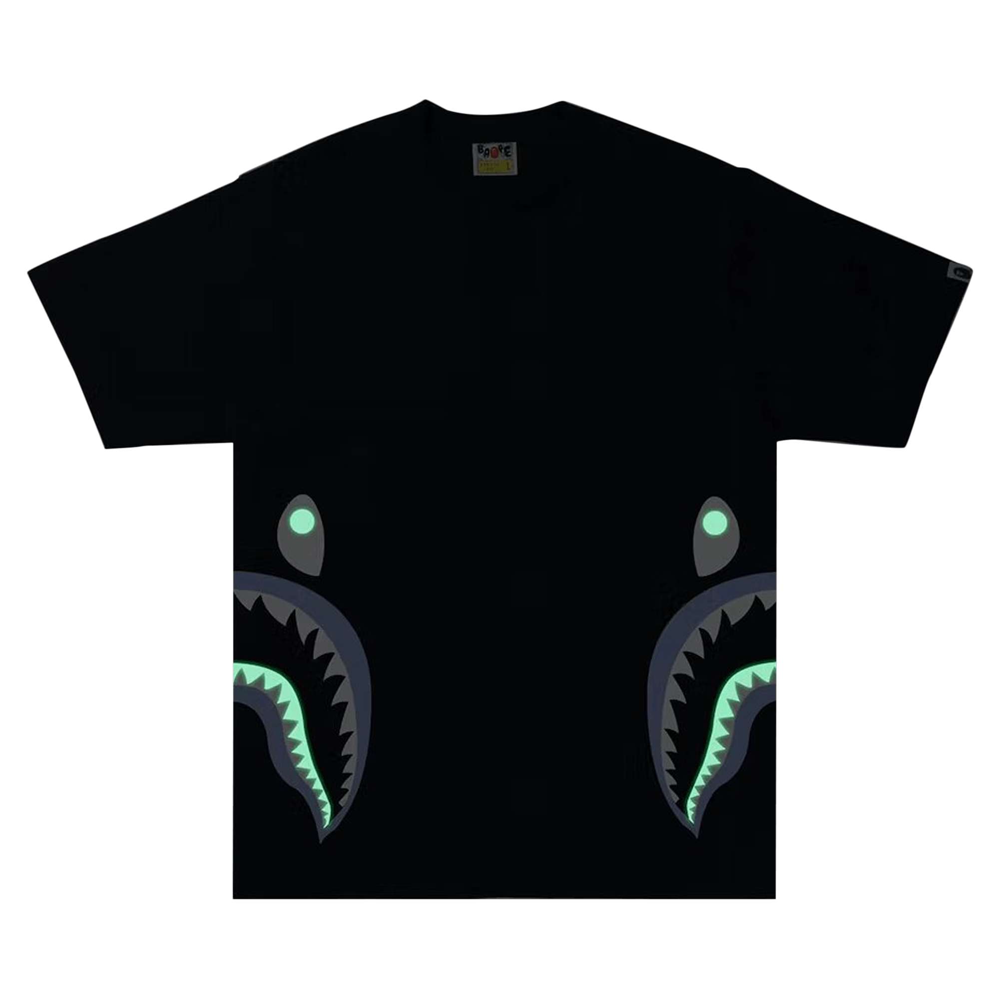 BAPE Glow In The Dark Side Shark Tee 'Black'