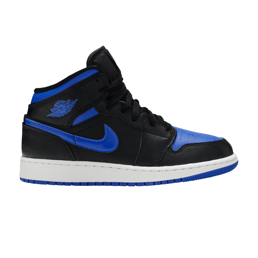 Pre-owned Air Jordan 1 Mid Gs 'black Hyper Royal' In Blue