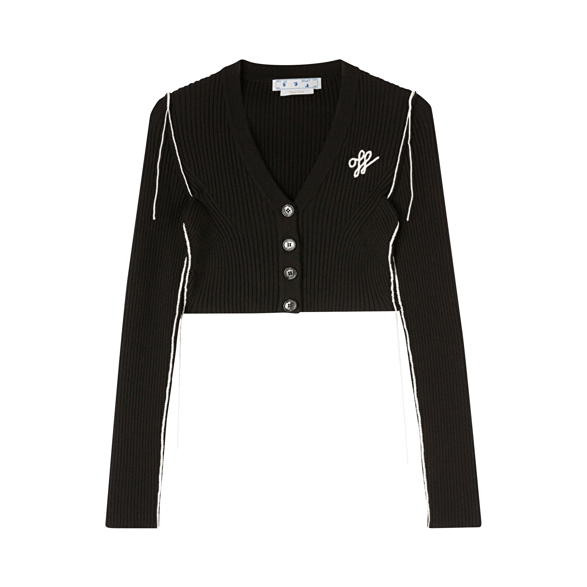 Pre-owned Off-white Outline Crop Cardigan 'black/white'
