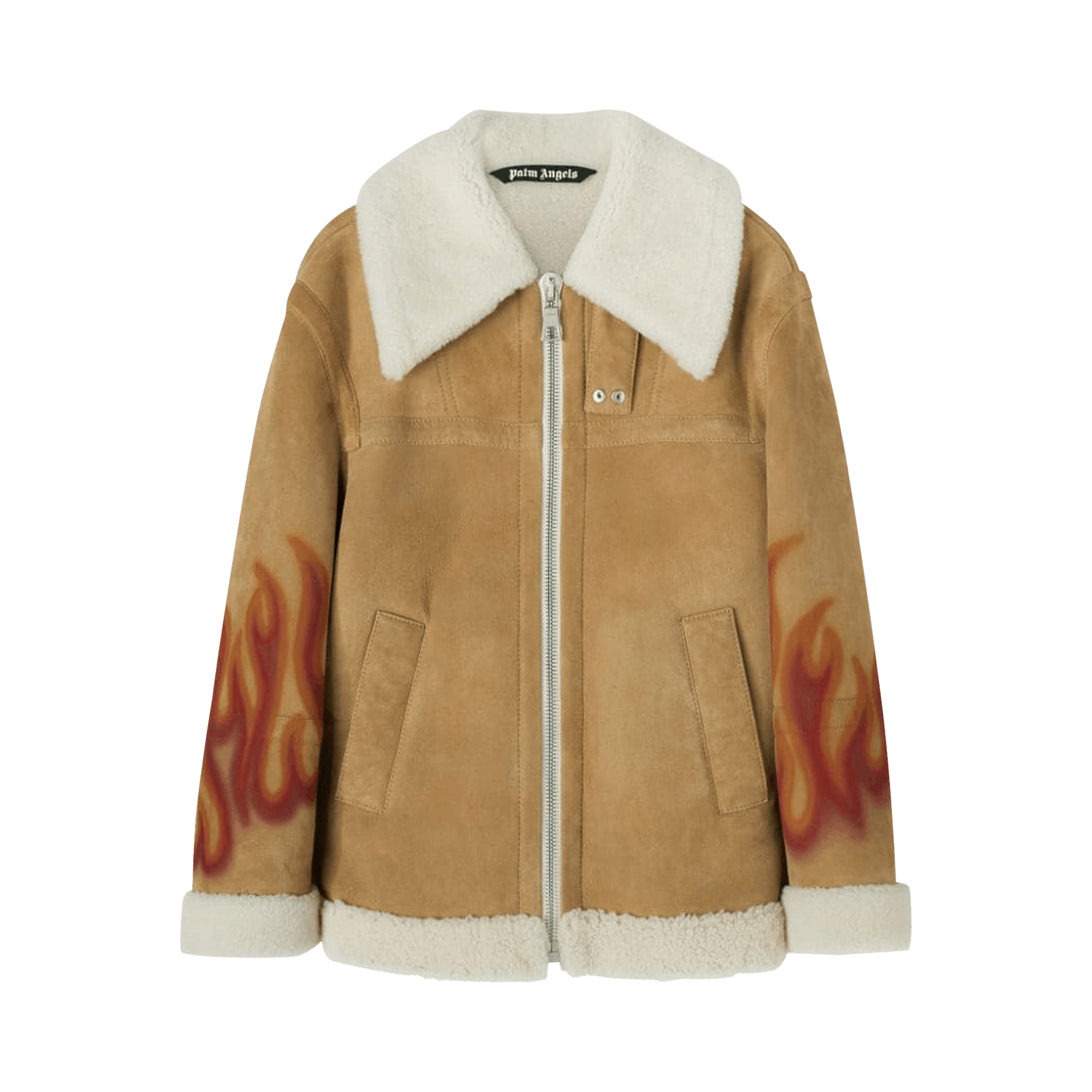 Palm Angels Burning Sherling Jacket 'Sand/Red'