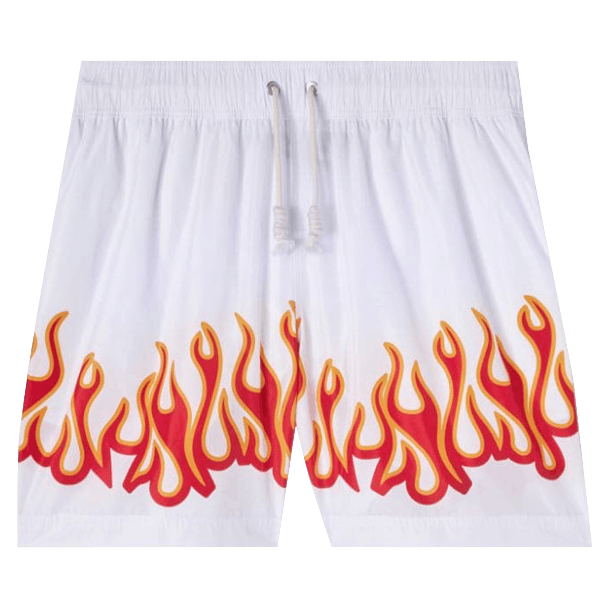 Pre-owned Palm Angels Burning Flames Print Swim Short 'white/red'