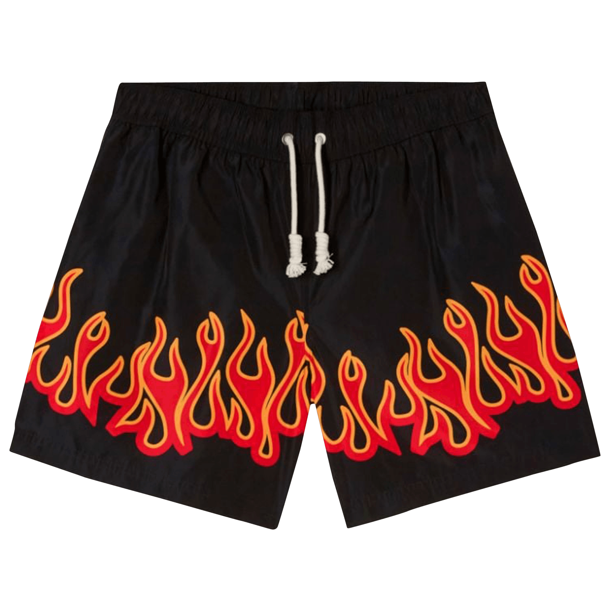 Pre-owned Palm Angels Burning Flames Print Swim Short 'black/red'