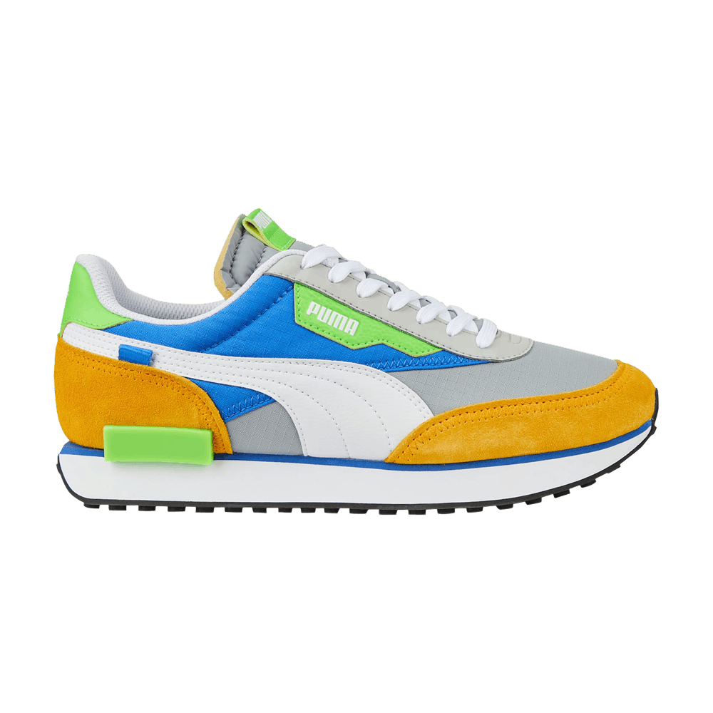 Pre-owned Puma Future Rider Play On 'quarry Tangerine' In Grey