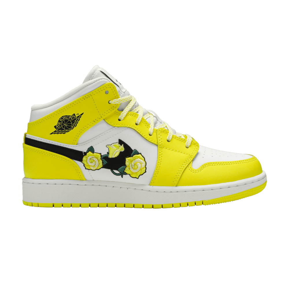 Pre-owned Air Jordan 1 Mid Se Gs 'rose Patch - Dynamic Yellow'