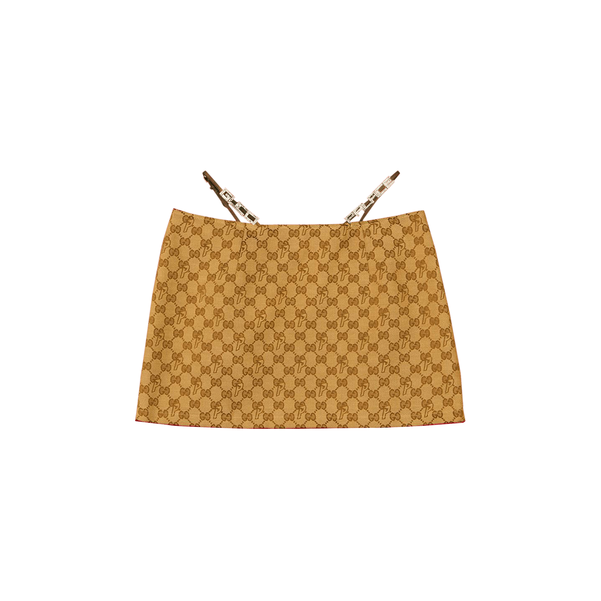 Gucci x Palace Canvas Mini Skirt With Lace And Crystal Details 'Beige'