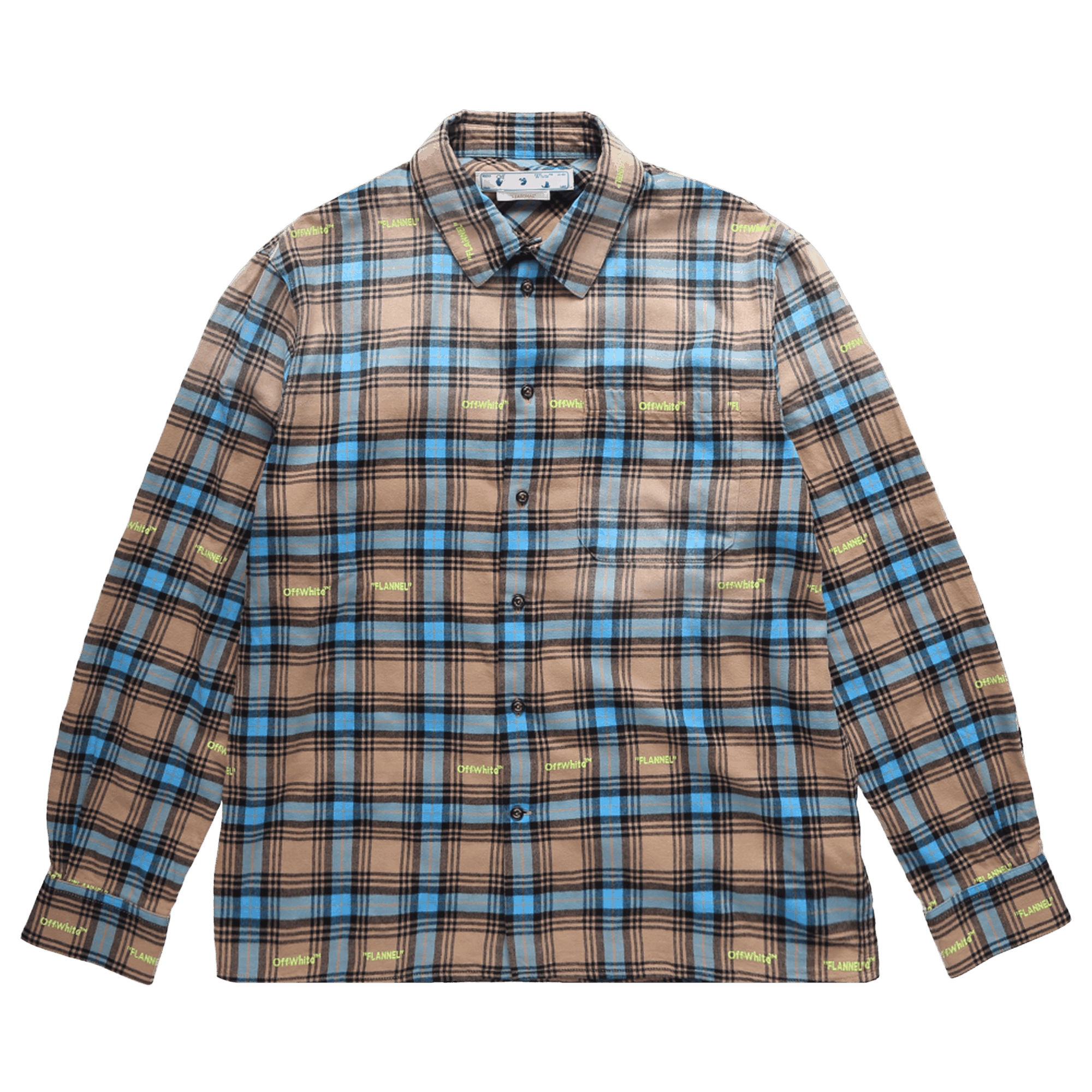 Off-White Helvet Patt Check Flannel Skate Shirt 'Camel'
