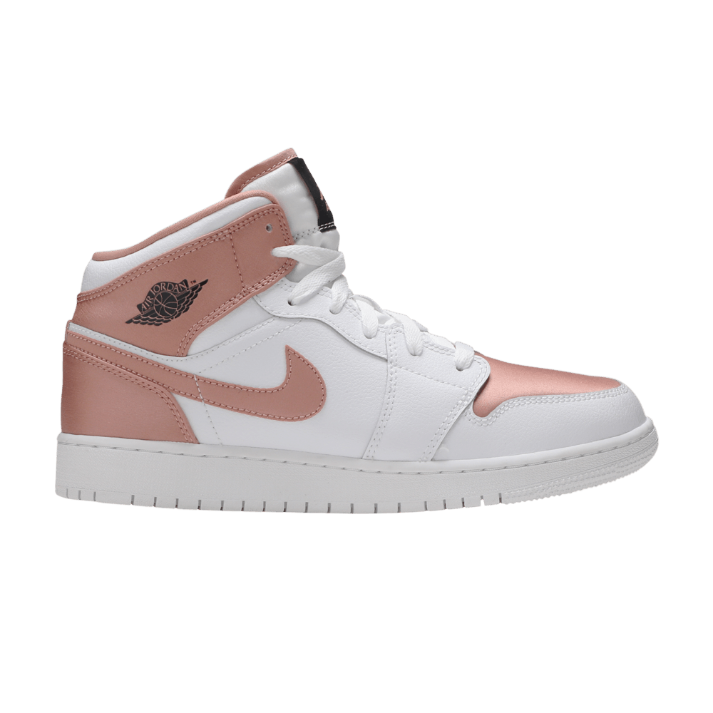 Pre-owned Air Jordan 1 Mid Gs 'white Rose Gold' In Pink