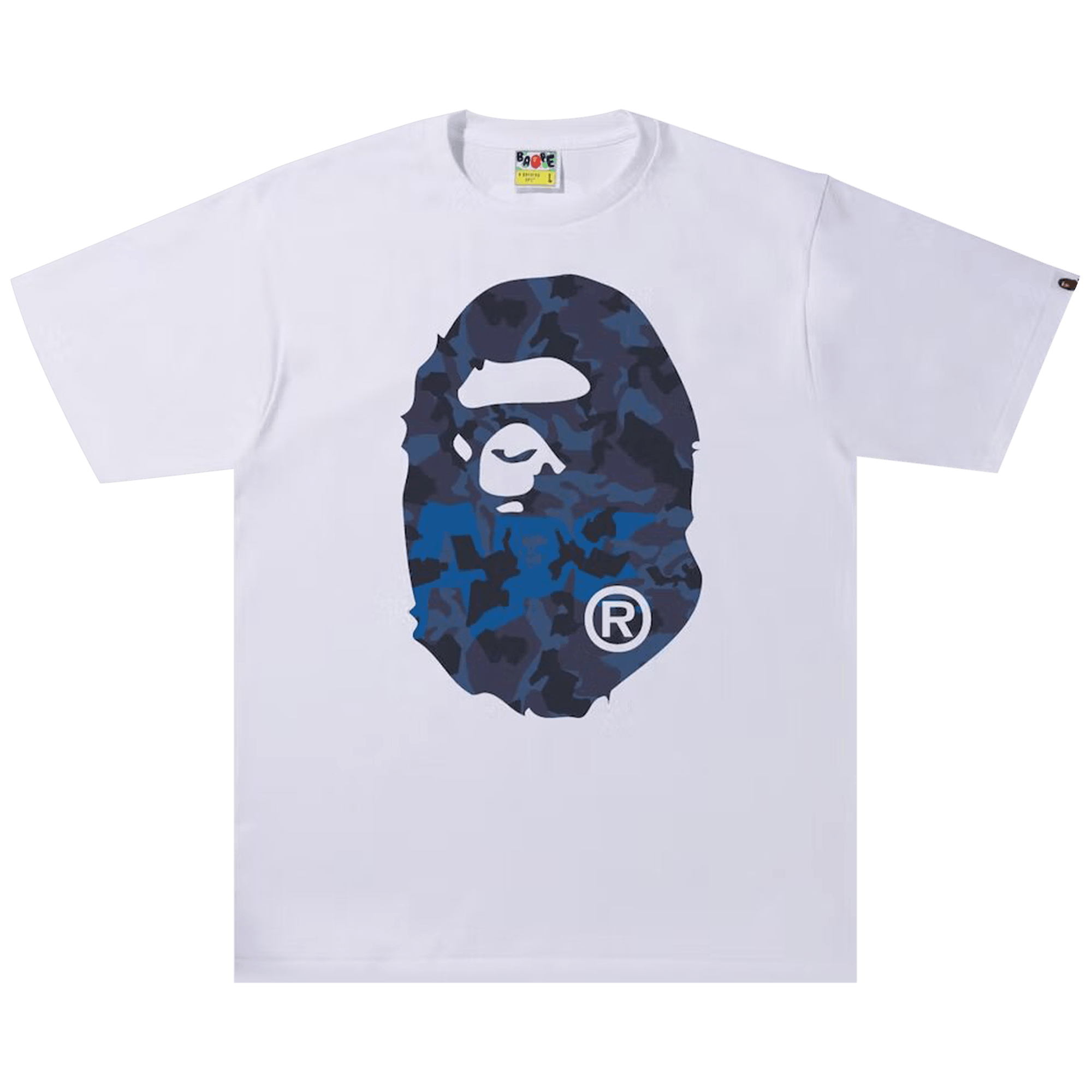 BAPE Sand Camo Big Ape Head Tee 'White/Navy'