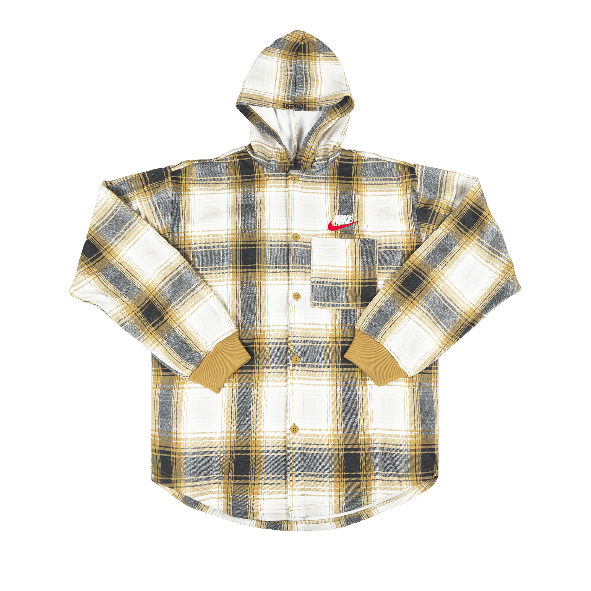 Supreme x Nike Plaid Hooded Sweatshirt 'Mustard'