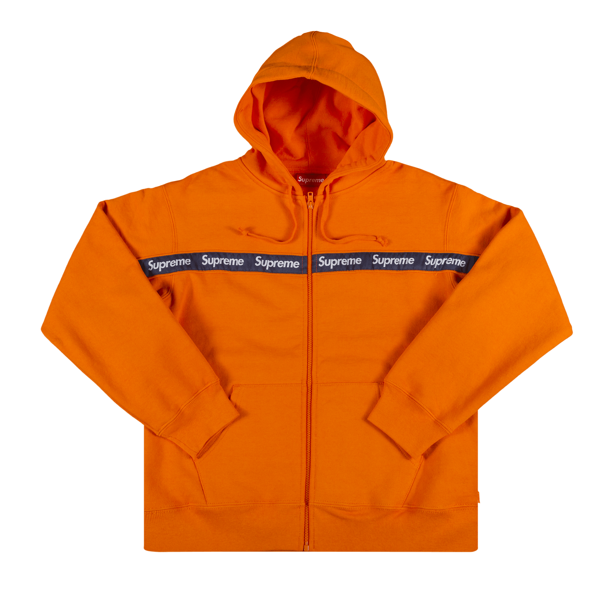 Supreme Text Stripe Zip Up Hooded Sweatshirt 'Orange'