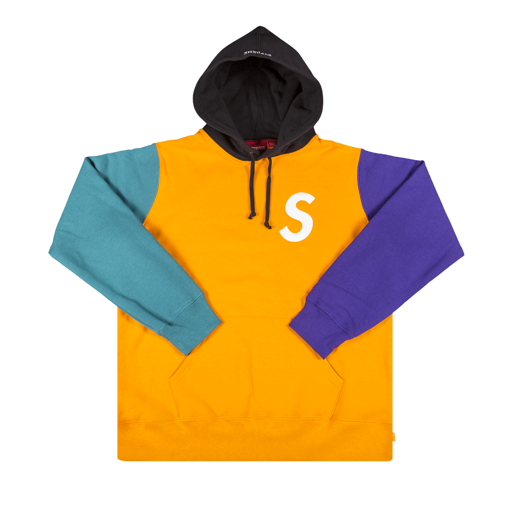 Supreme S Logo Colorblocked Hooded Sweatshirt 'Orange'