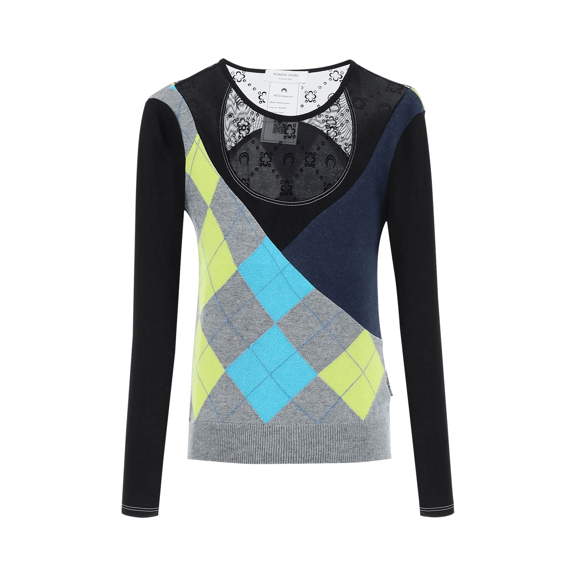 Pre-owned Marine Serre Harlequeen Pullover Crewneck 'blue'