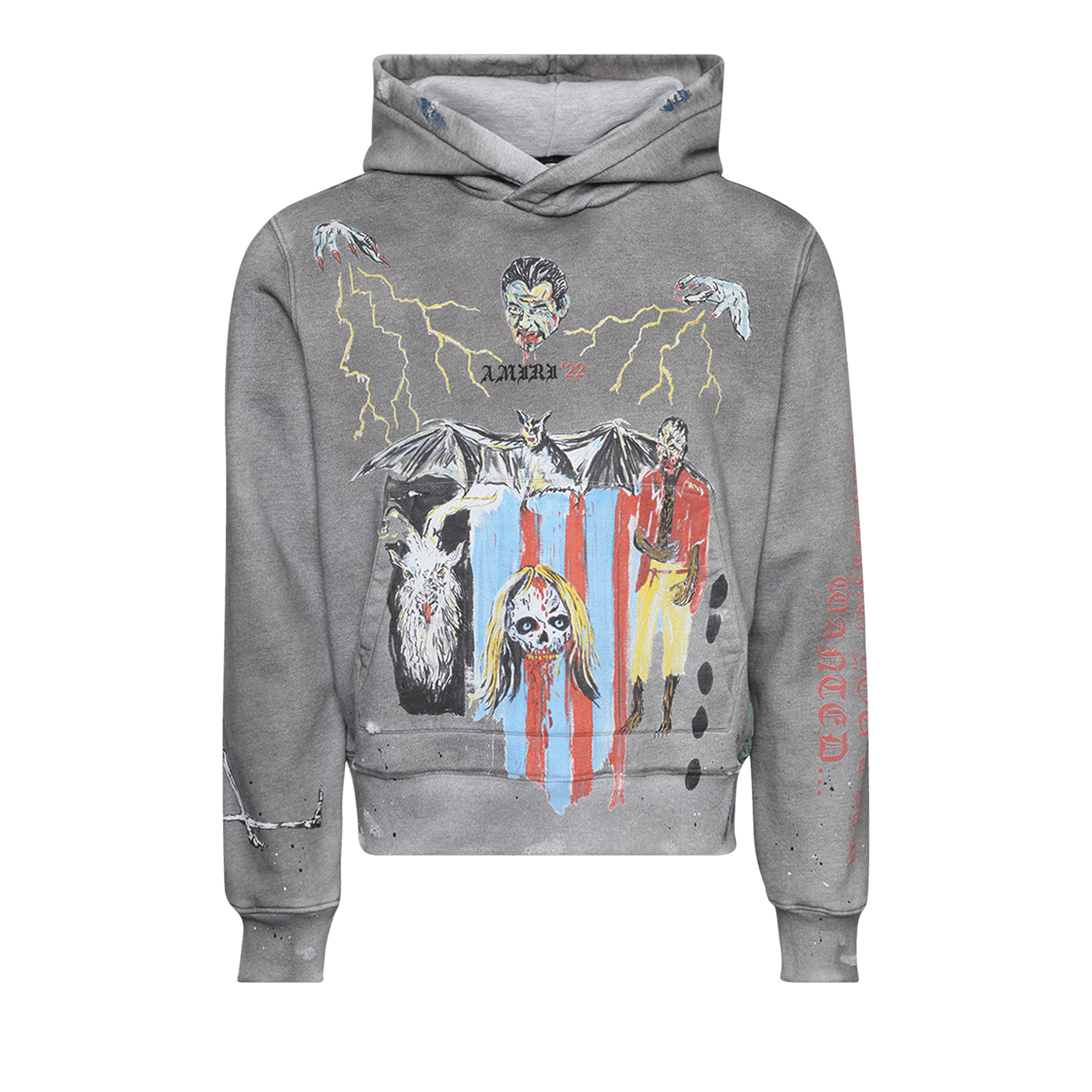 Pre-owned Amiri X Wes Lang Blood 38 Hoodie 'heather Grey'
