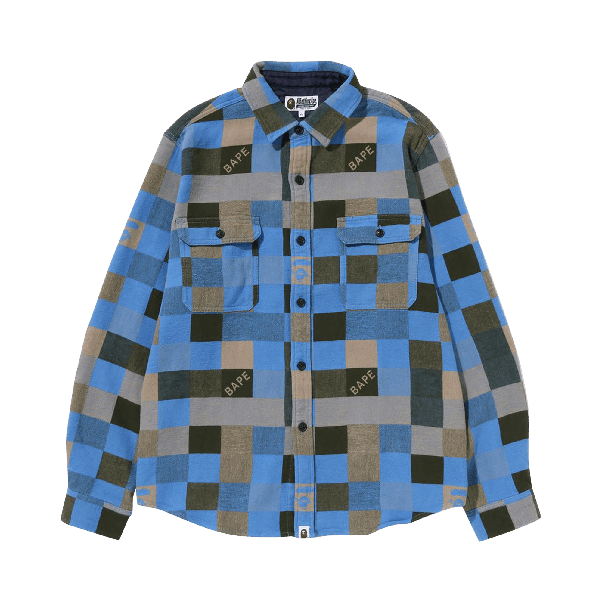Pre-owned Bape Block Check Relaxed Fit Shirt 'beige' In Cream
