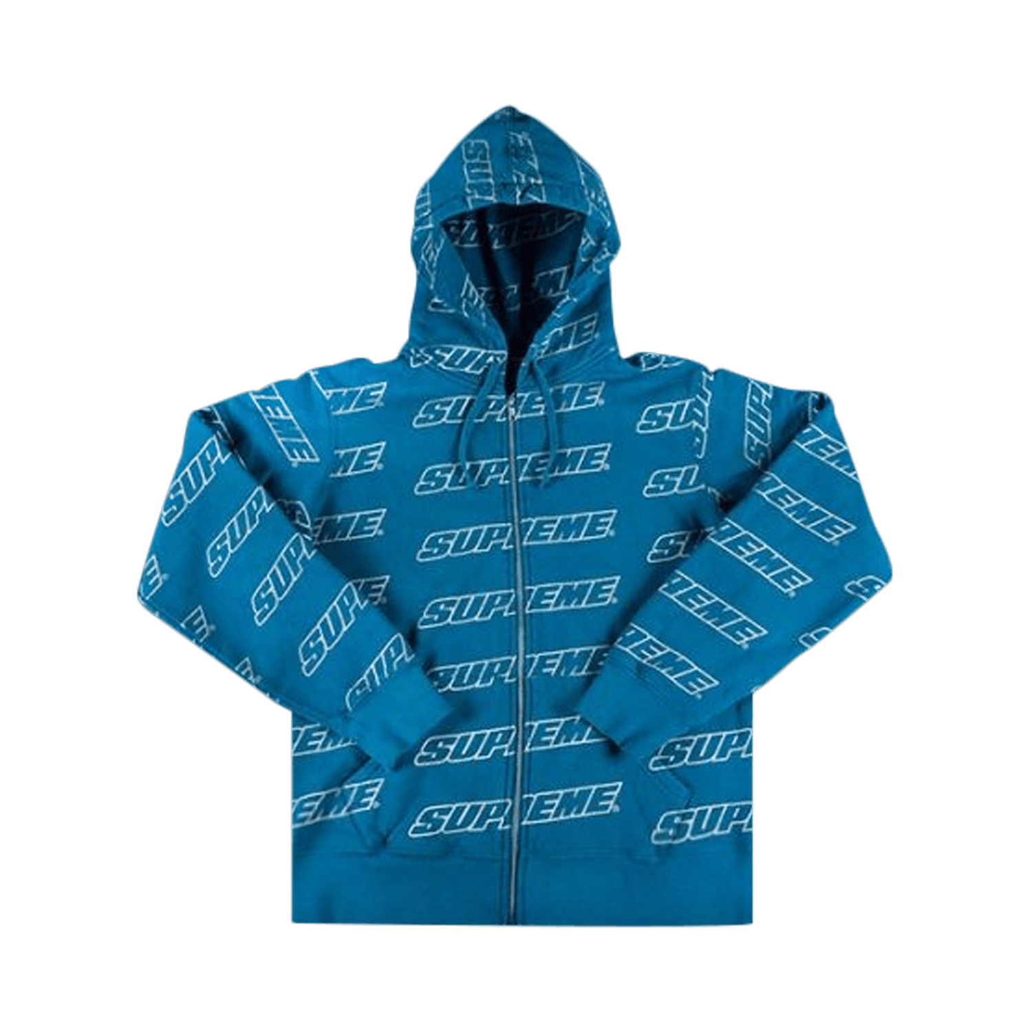 Supreme Repeat Zip Up Hooded Sweatshirt 'Aqua'