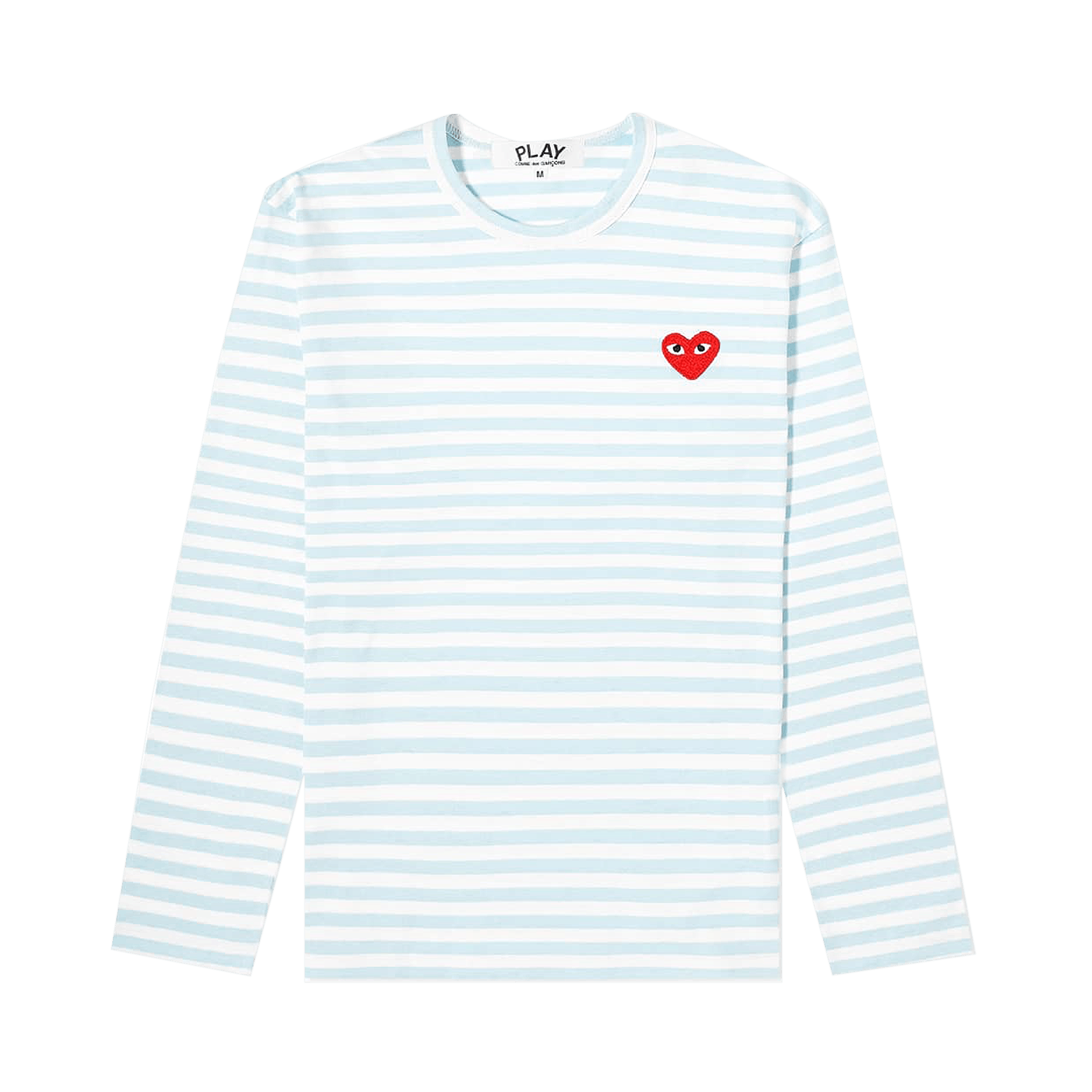 Comme des Garçons Long-Sleeve Striped Tee With Small Heart 'Blue'