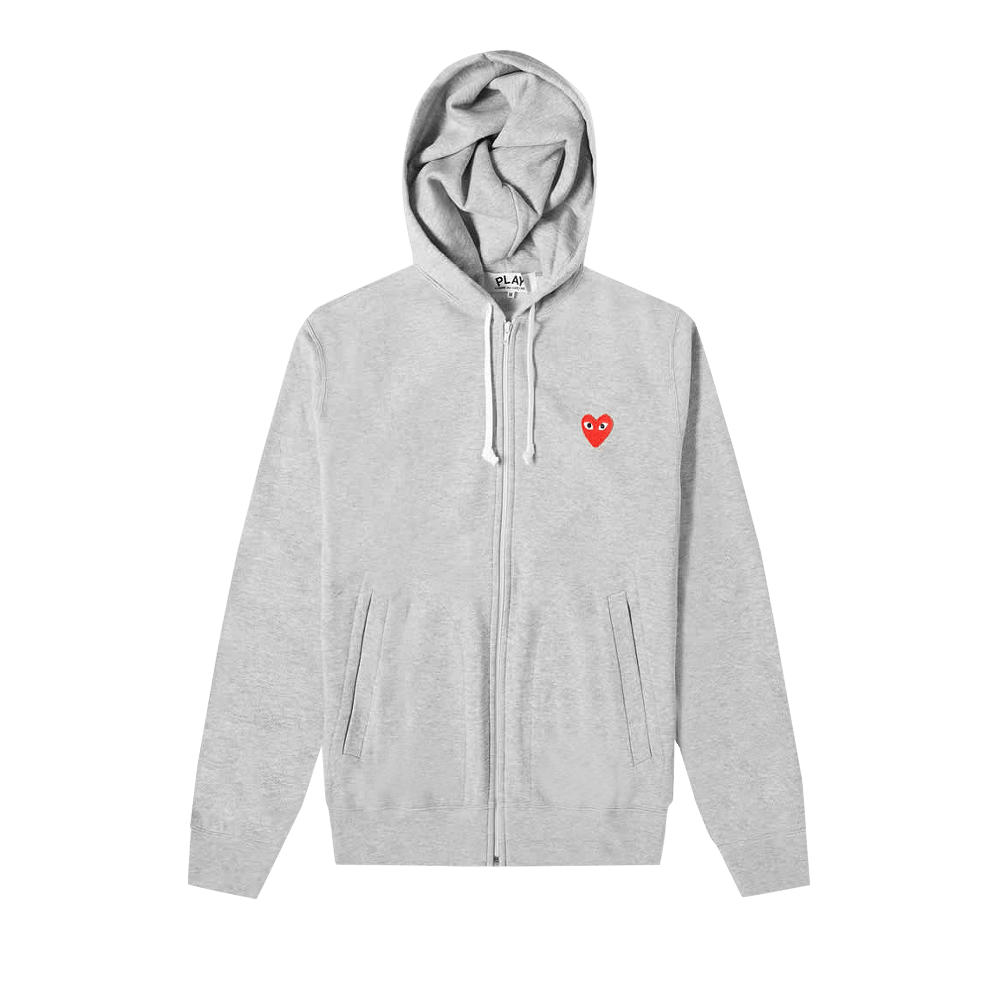 Comme des Garçons Play Zip Up Hoodie With Red Heart 'Grey'