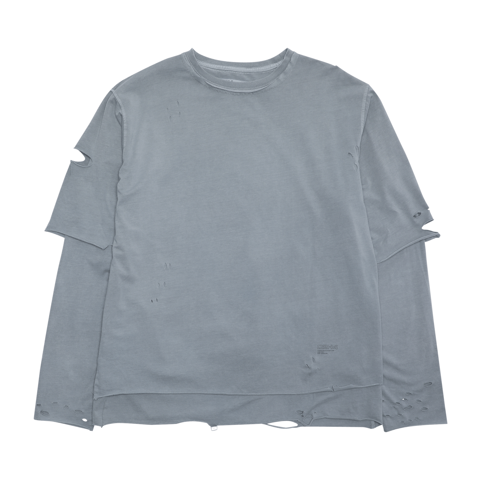 Buy C2H4 Panelled Distressed Double Layer Long-Sleeve T-Shirt