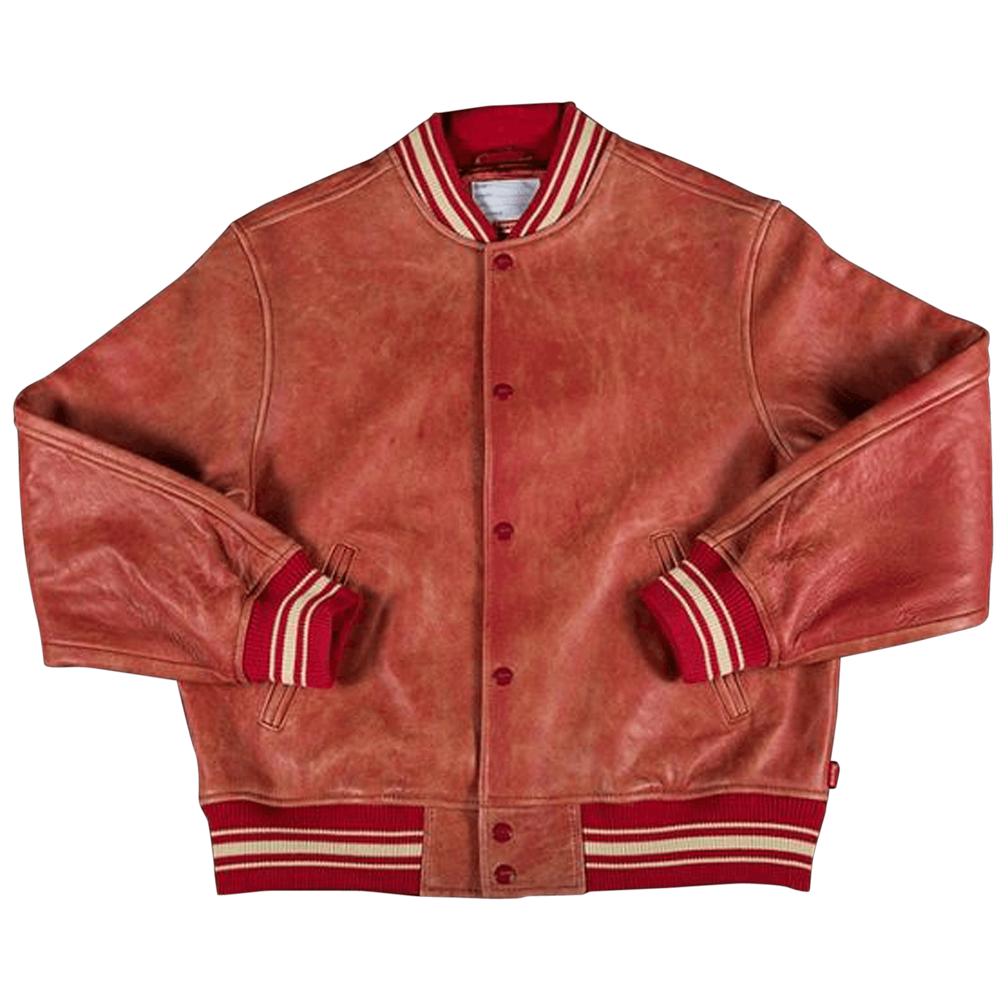 Supreme Painted Leather Varsity Jacket 'Red'
