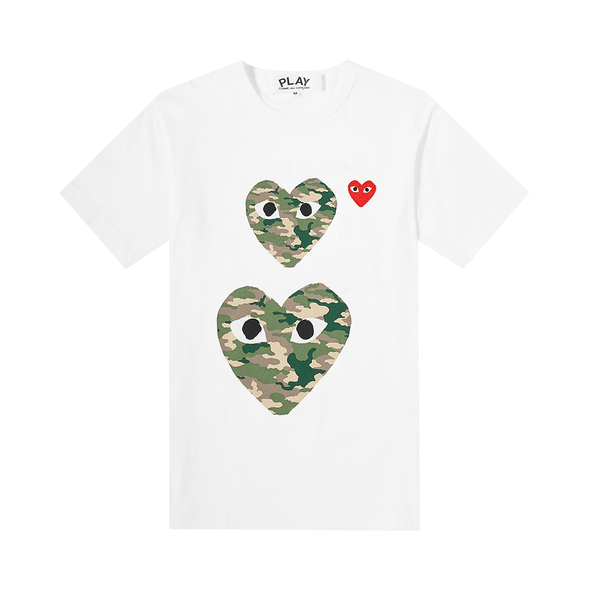 Comme des Garçons Short-Sleeve Play T-Shirt With Double Camo Hearts 'White'