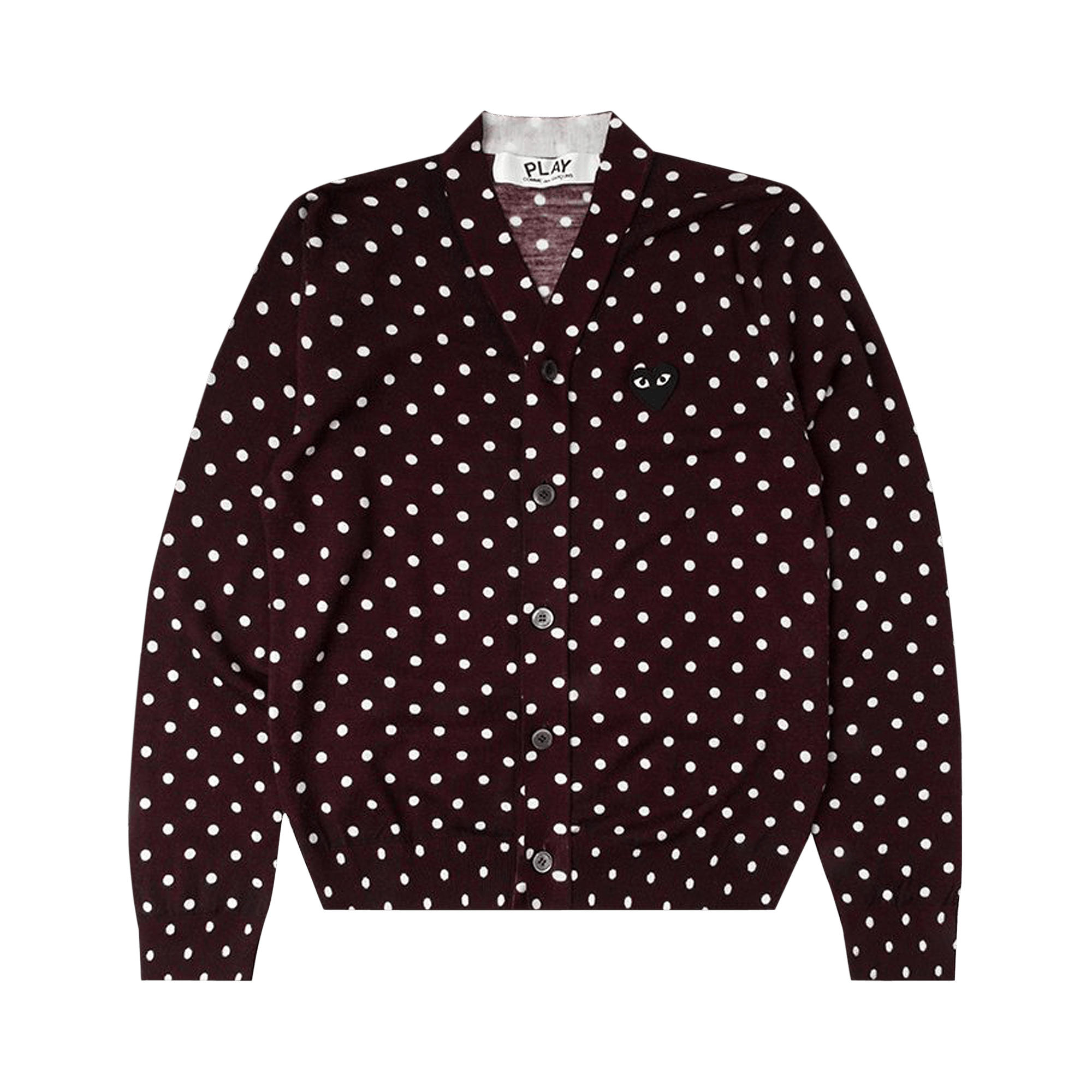 Comme des Garçons PLAY Polka Dot Cardigan Black Heart 'Burgundy'