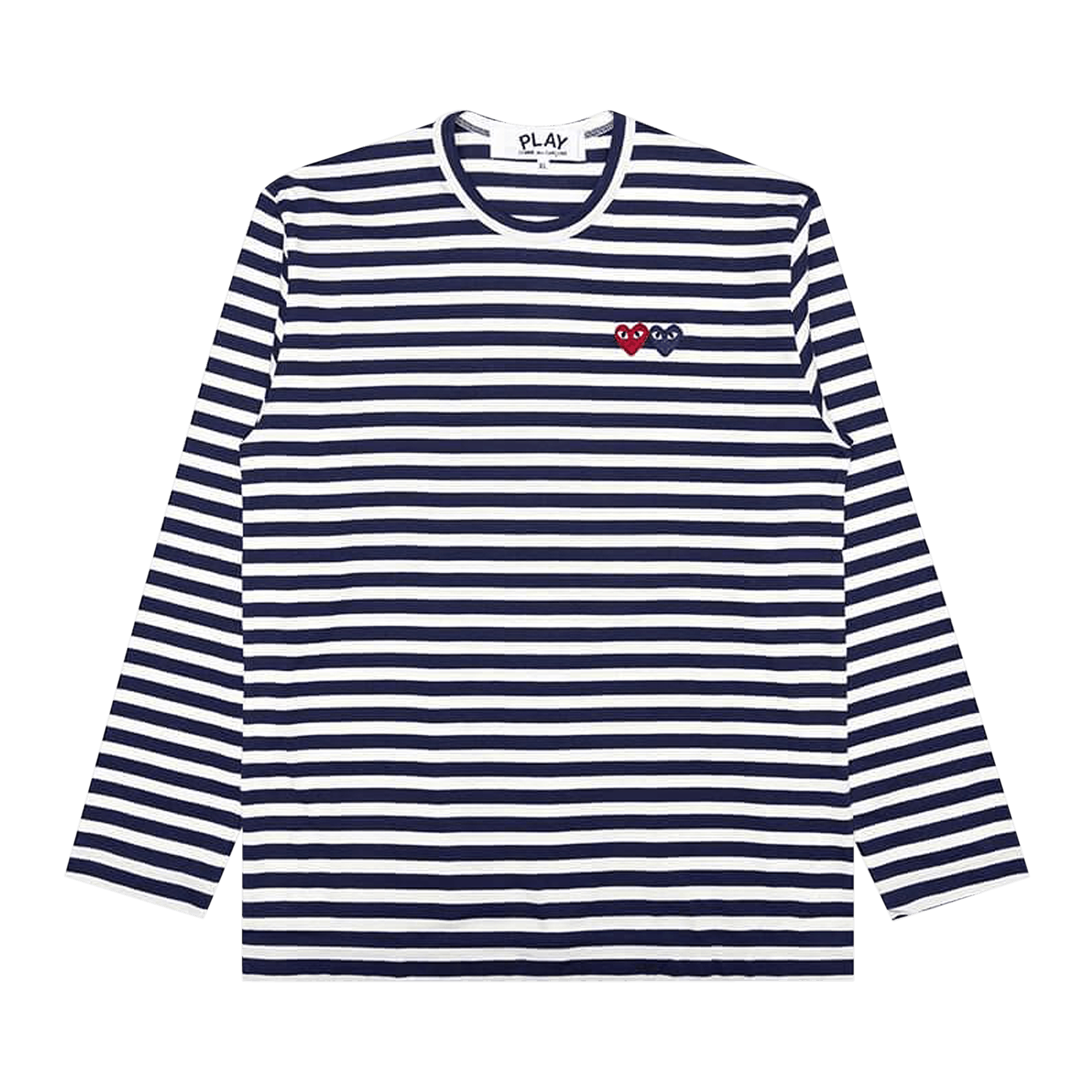 Comme des Garçons PLAY Double Heart Striped Shirt 'White/Navy'