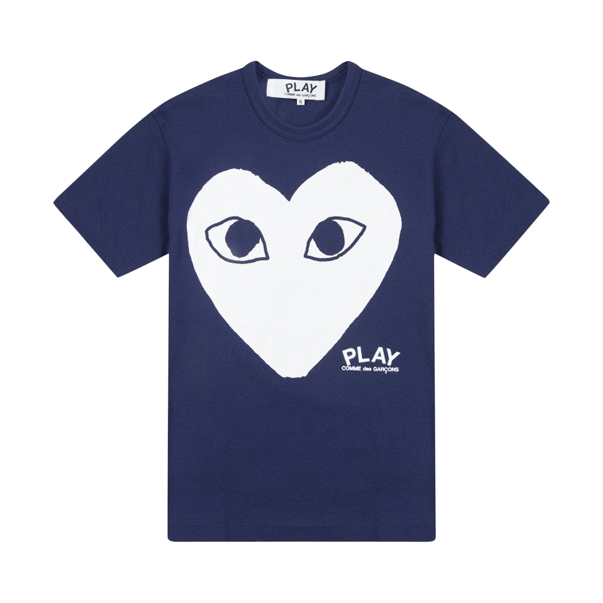 Comme des Garçons PLAY Heart Text T-Shirt 'Navy'